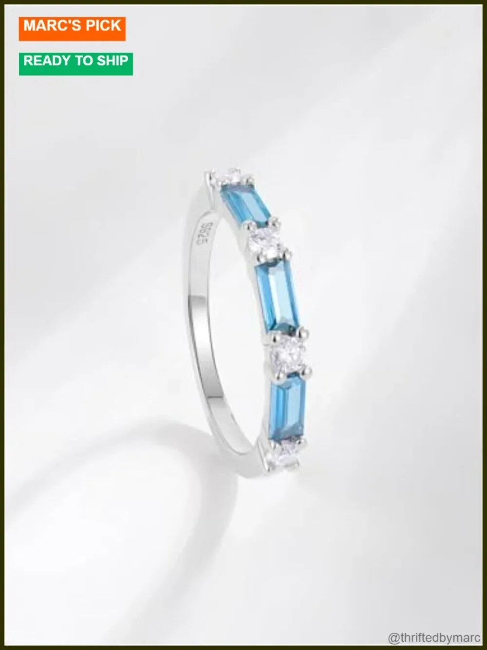 Emerald Cut CZ Half Eternity Band Sterling Silver